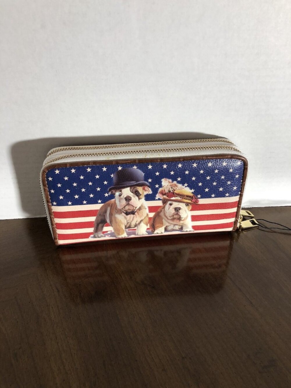 Brentano Abby And Buddy Double Zip Wristlet Wallet 8” x 4”